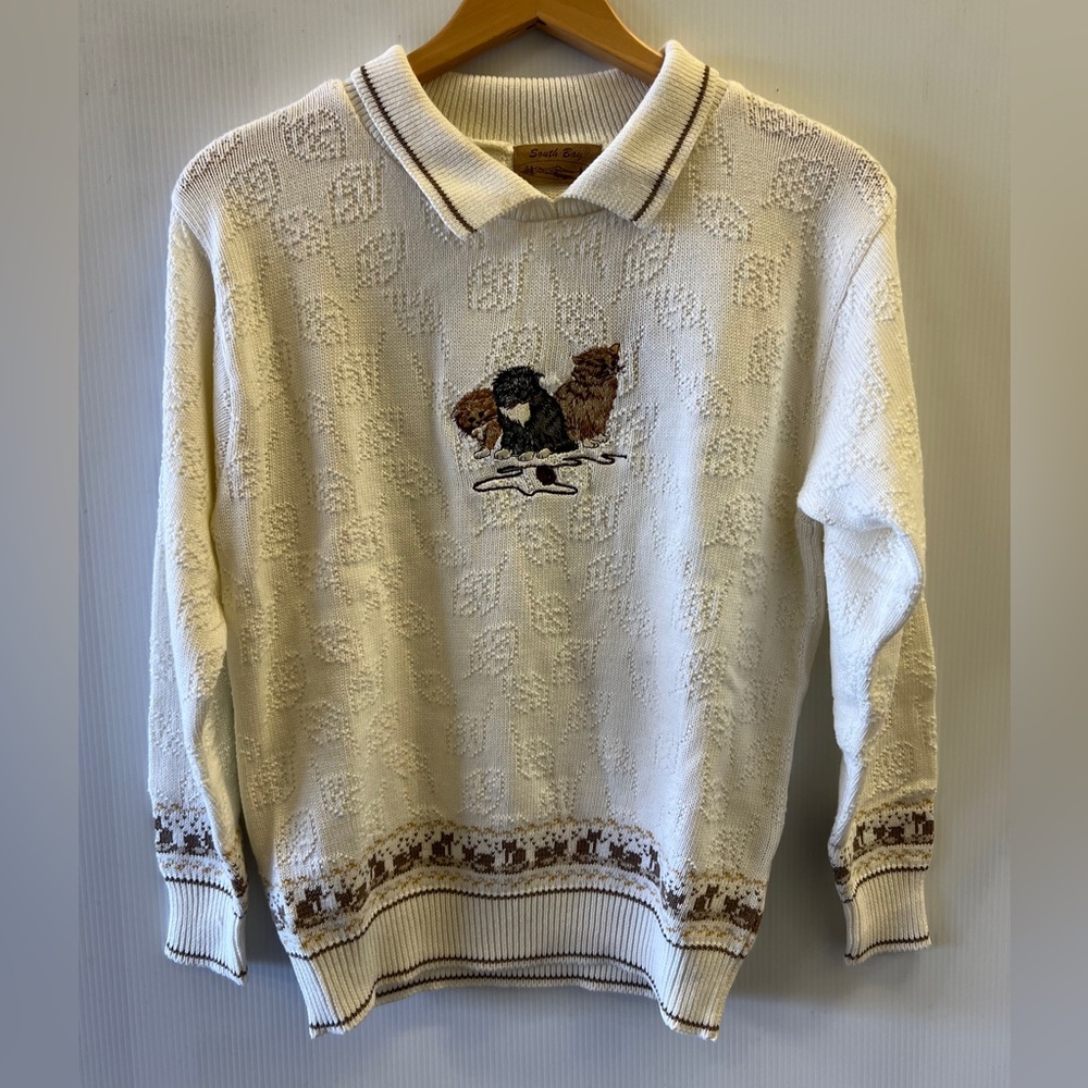 Vintage kitten embroidery sweater